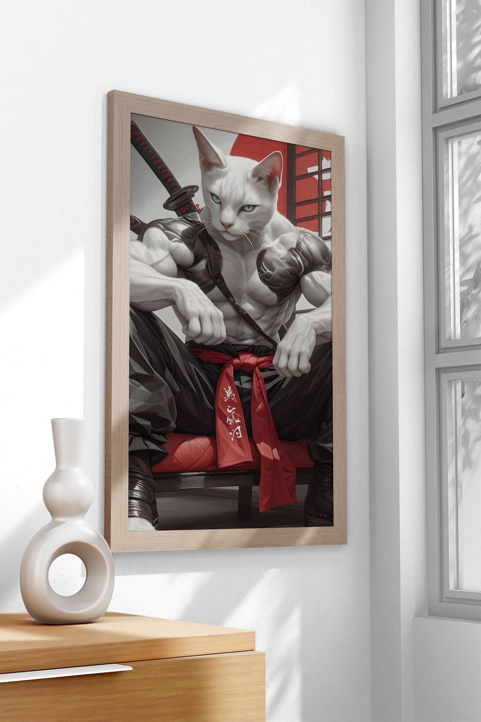 Samurai cat katana Asian Style Poster | Wall Art for Home & Office | High-Quality Print - High-Quality Visual Display