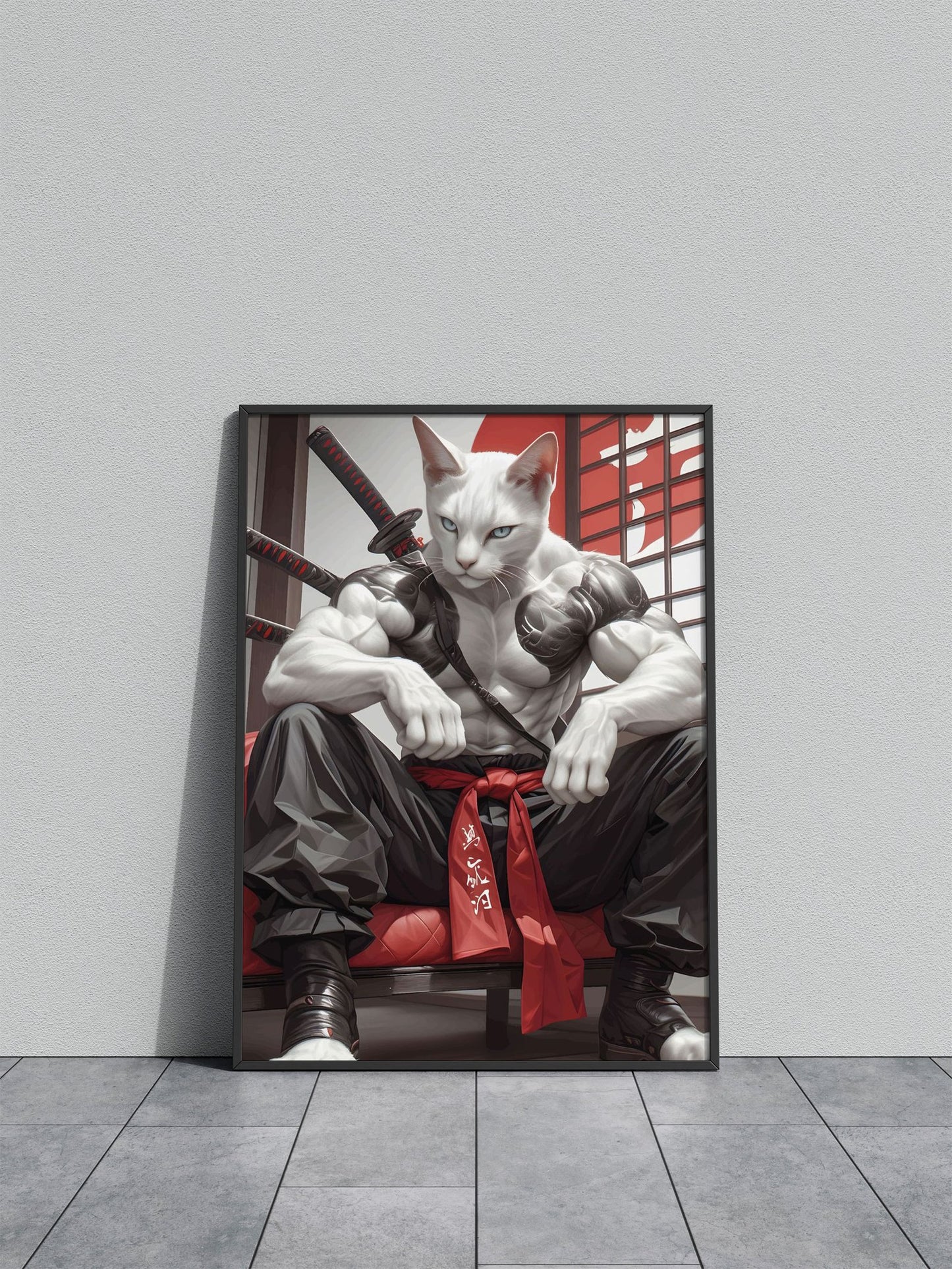 Samurai cat katana Asian Style Poster | Wall Art for Home & Office | High-Quality Print - High-Quality Visual Display