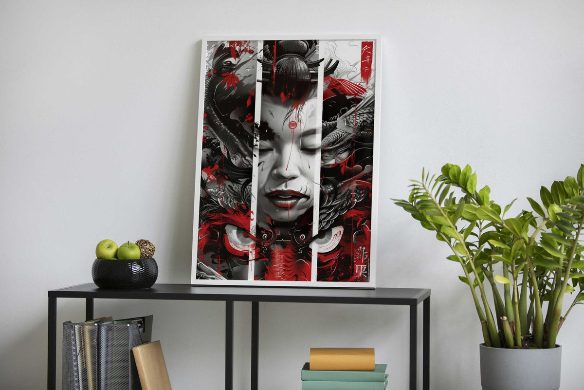 Samurai dragon geisha Asian Style Poster | Wall Art for Home & Office | High-Quality Print - High-Quality Visual Display