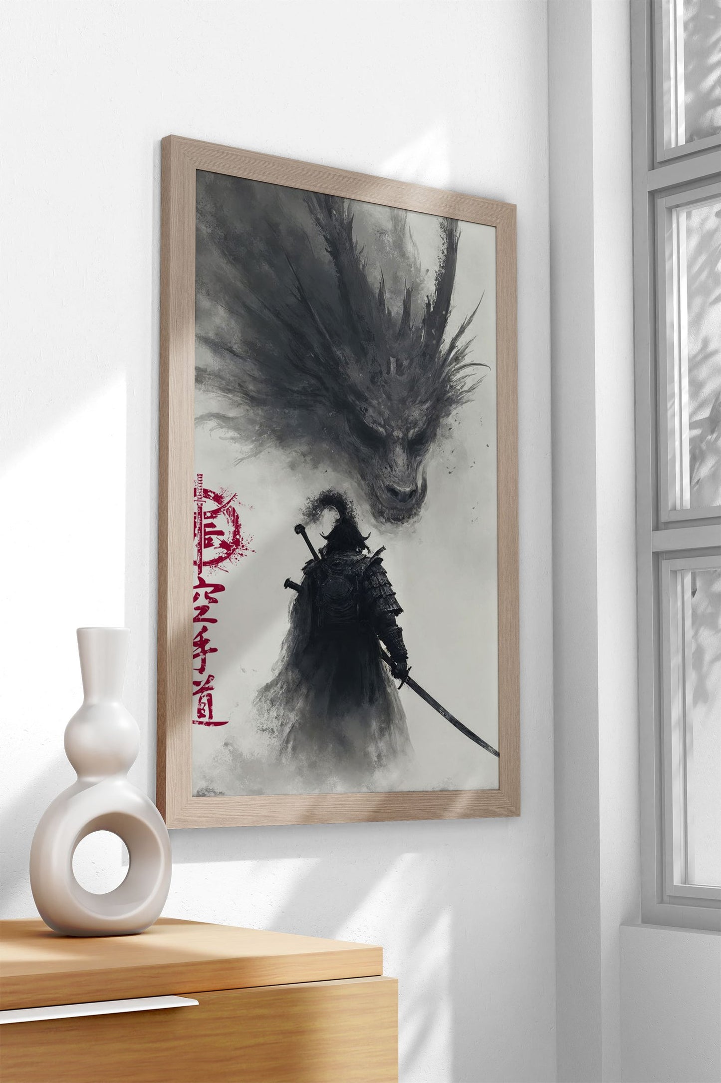 Samurai dragon shadow dark Asian Style Poster | Wall Art for Home & Office | High-Quality Print - High-Quality Visual Display