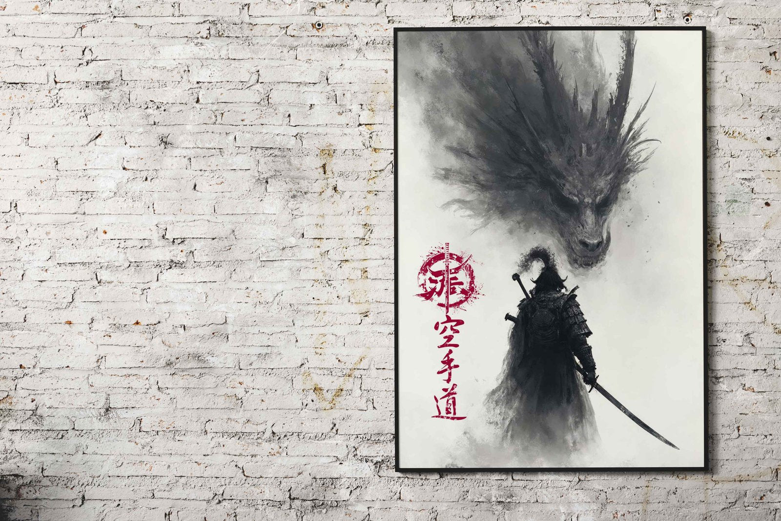 Samurai dragon shadow dark Asian Style Poster | Wall Art for Home & Office | High-Quality Print - High-Quality Visual Display