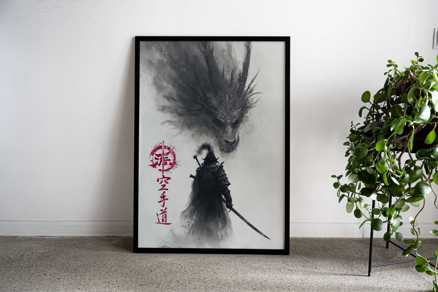 Samurai dragon shadow dark Asian Style Poster | Wall Art for Home & Office | High-Quality Print - High-Quality Visual Display