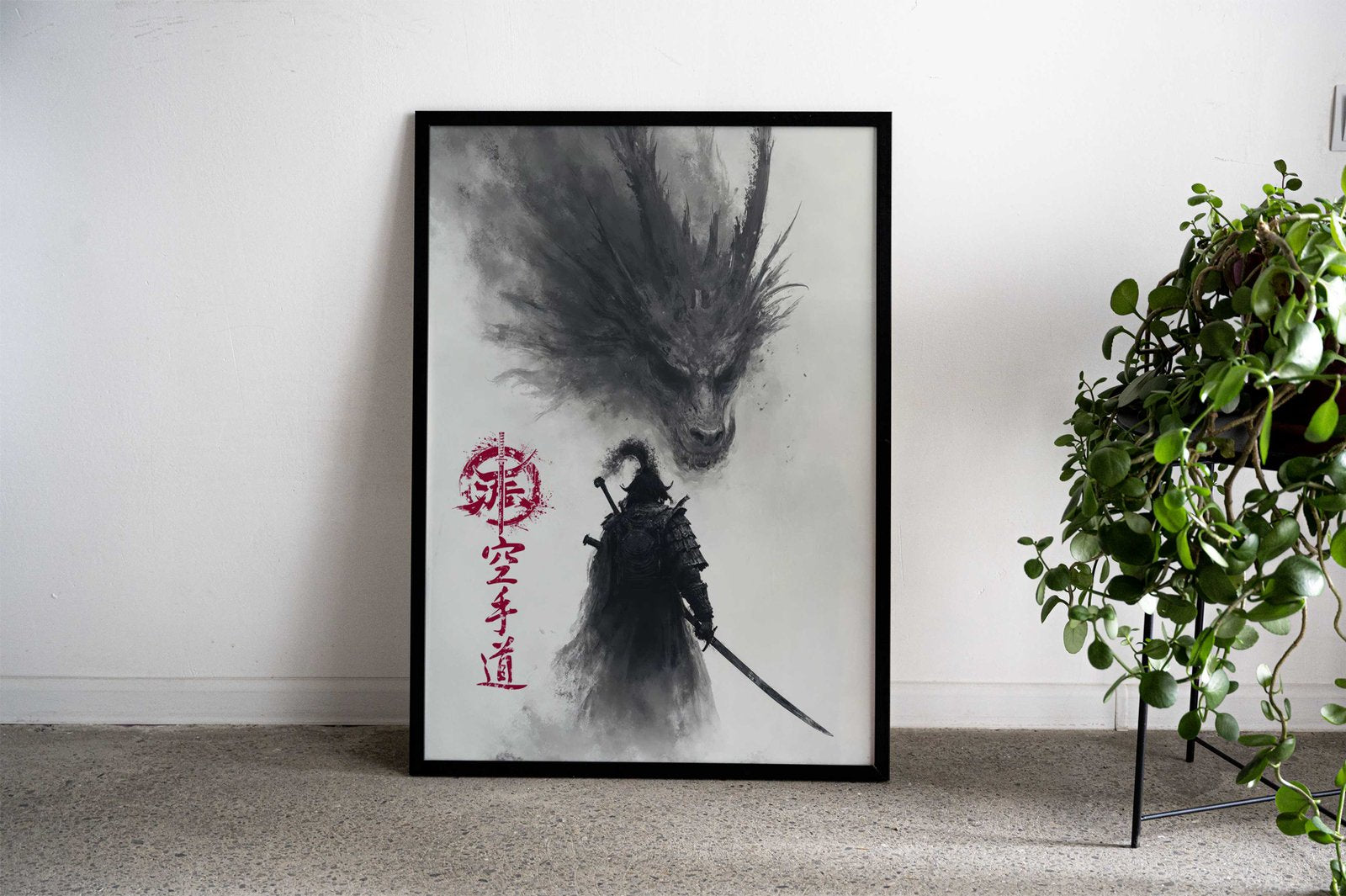 Samurai dragon shadow dark Asian Style Poster | Wall Art for Home & Office | High-Quality Print - High-Quality Visual Display