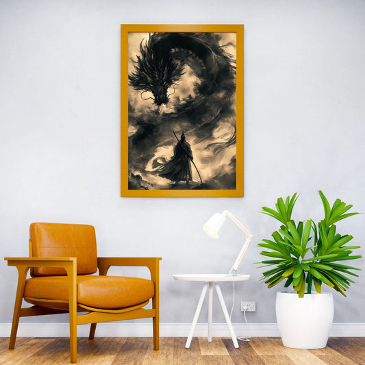 Samurai dragon vintage Asian Style Poster | Wall Art for Home & Office | High-Quality Print - High-Quality Visual Display