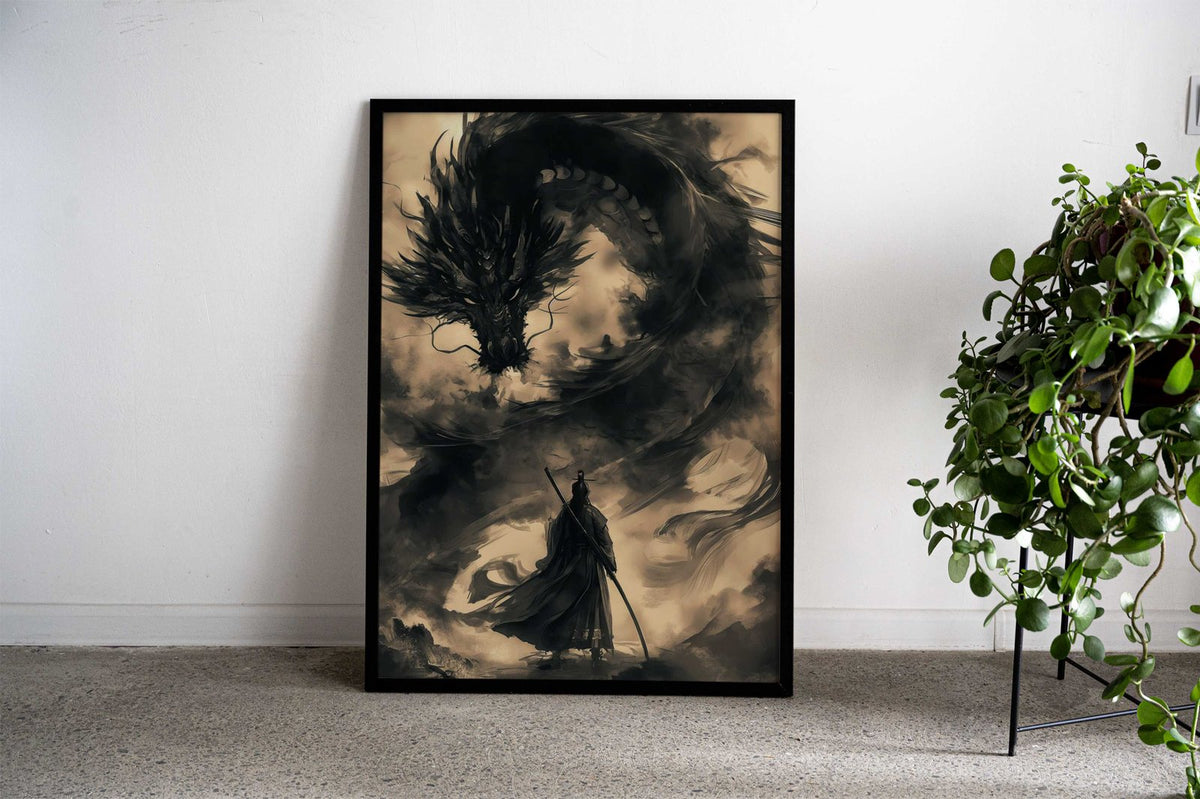 Samurai dragon vintage Asian Style Poster | Wall Art for Home & Office | High-Quality Print - High-Quality Visual Display