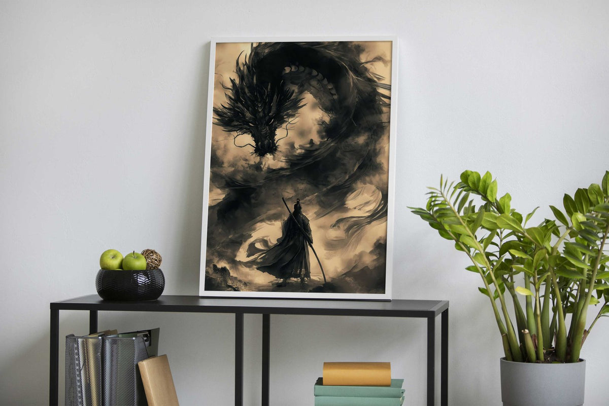 Samurai dragon vintage Asian Style Poster | Wall Art for Home & Office | High-Quality Print - High-Quality Visual Display