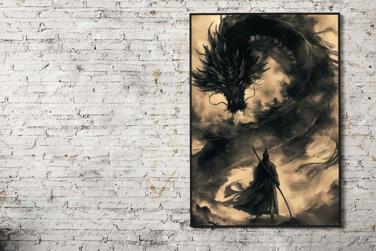 Samurai dragon vintage Asian Style Poster | Wall Art for Home & Office | High-Quality Print - High-Quality Visual Display