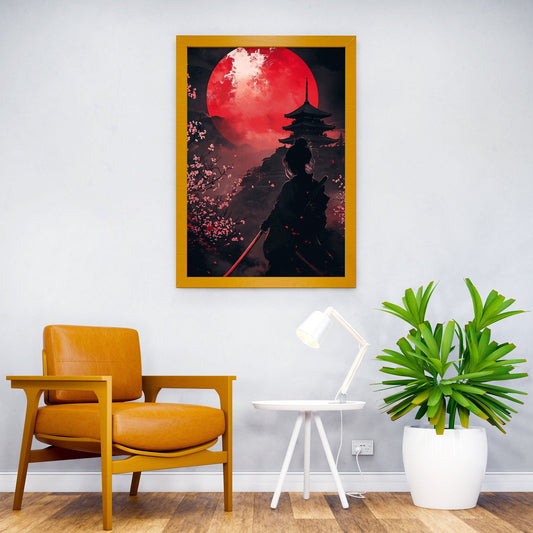 Samurai female Under Blood Moon Asian Style Poster | Wall Art for Home & Office | High-Quality Print - High-Quality Visual Display