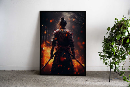 Samurai fire Asian Style Poster | Wall Art for Home & Office | High-Quality Print - High-Quality Visual Display