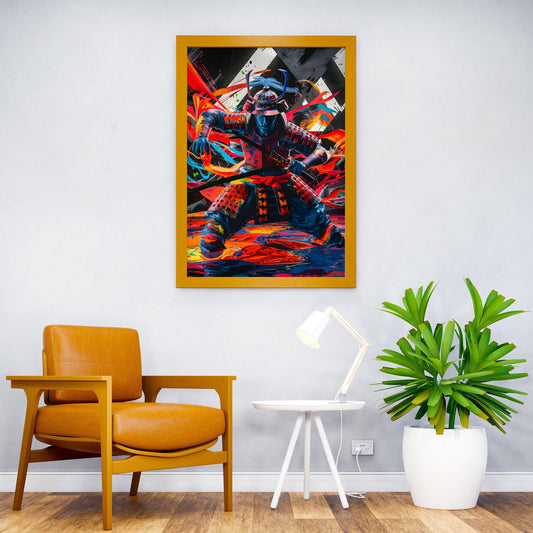 Samurai in Abstract Art Asian Style Poster | Wall Art for Home & Office | High-Quality Print - High-Quality Visual Display