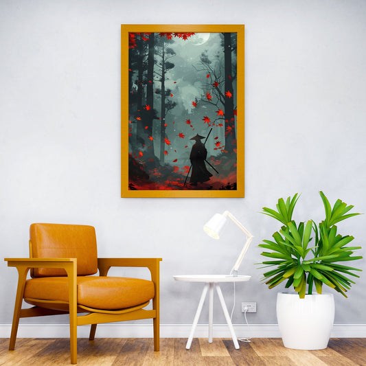 Samurai in Autumn Forest Asian Style Poster | Wall Art for Home & Office | High-Quality Print - High-Quality Visual Display