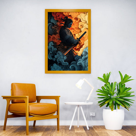 Samurai in Clouds Asian Style Poster | Wall Art for Home & Office | High-Quality Print - High-Quality Visual Display