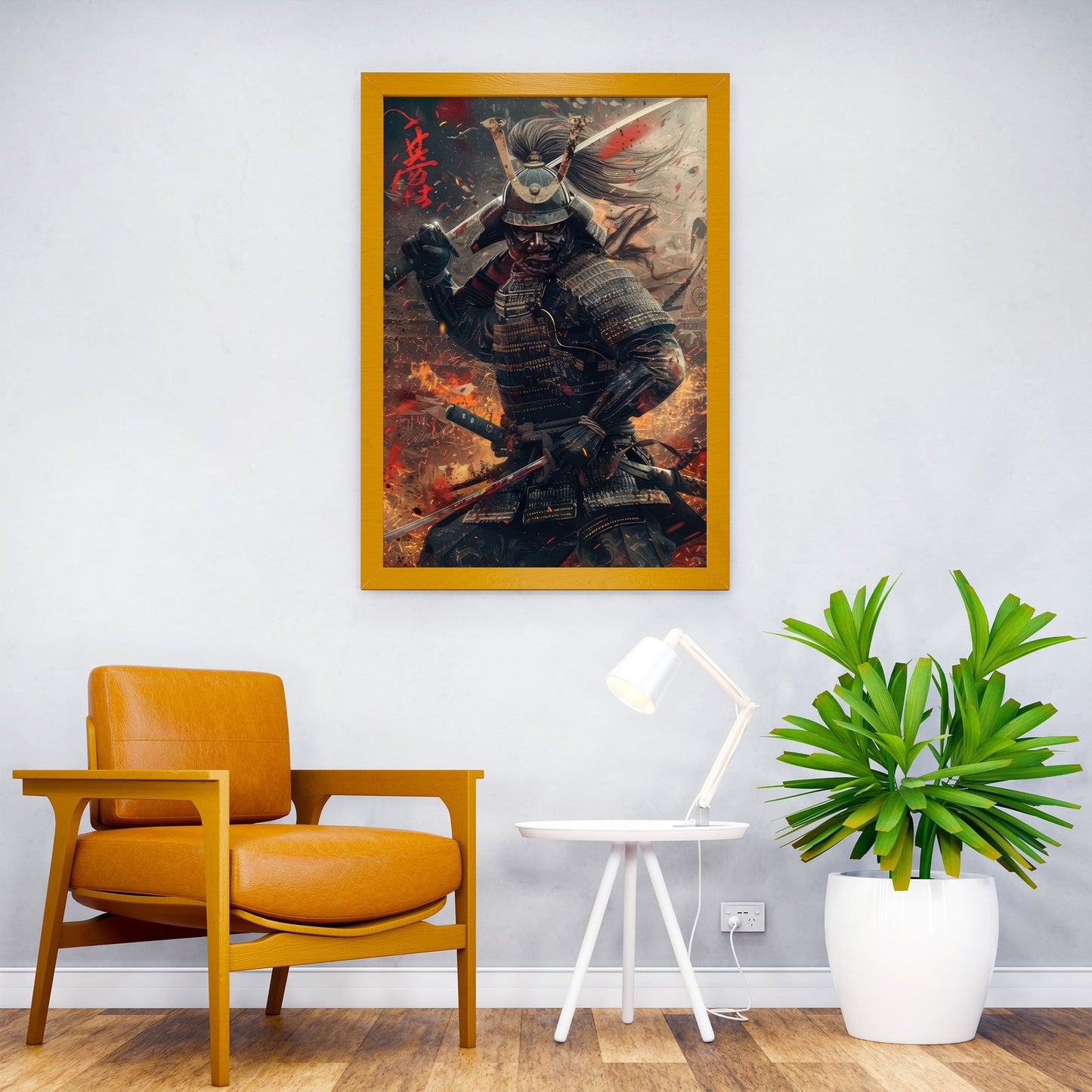 Samurai in Flames Asian Style Poster | Wall Art for Home & Office | High-Quality Print - High-Quality Visual Display