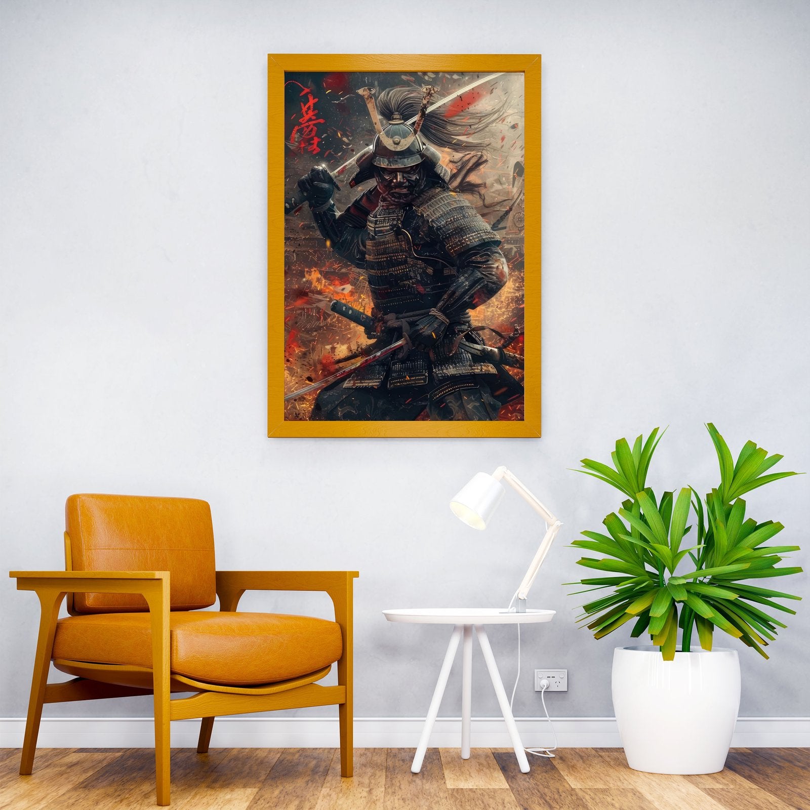 Samurai in Flames Asian Style Poster | Wall Art for Home & Office | High-Quality Print - High-Quality Visual Display