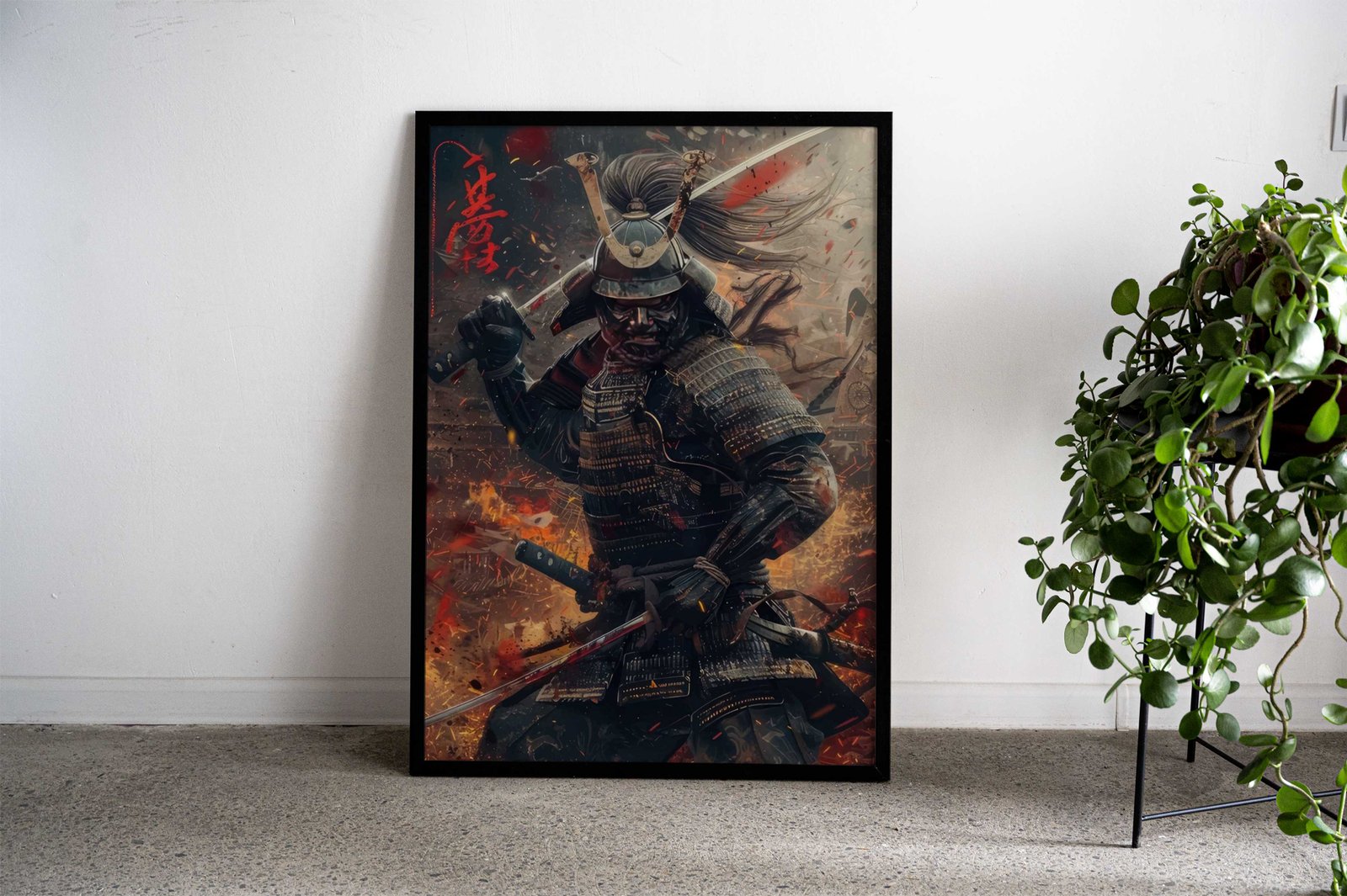 Samurai in Flames Asian Style Poster | Wall Art for Home & Office | High-Quality Print - High-Quality Visual Display