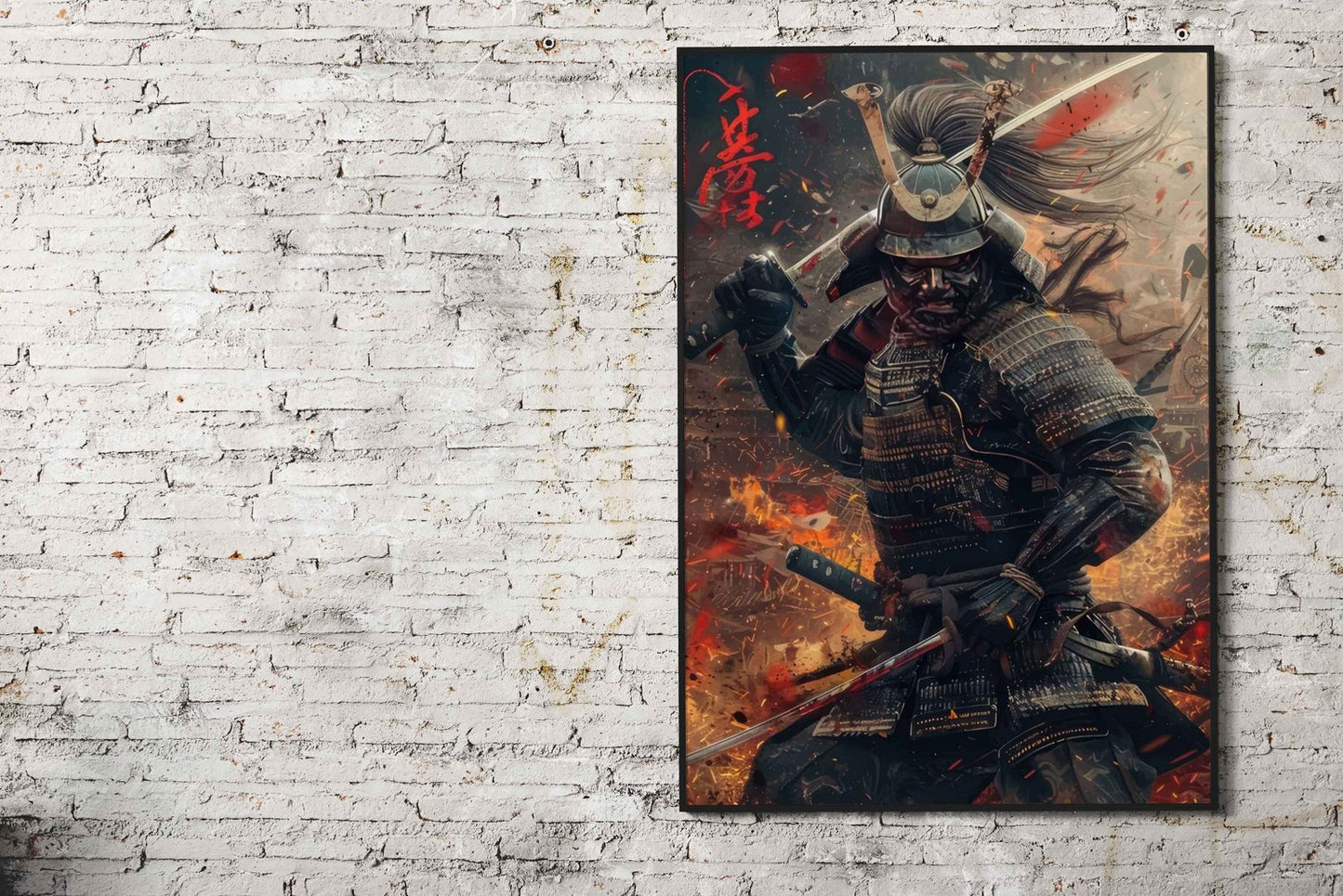 Samurai in Flames Asian Style Poster | Wall Art for Home & Office | High-Quality Print - High-Quality Visual Display
