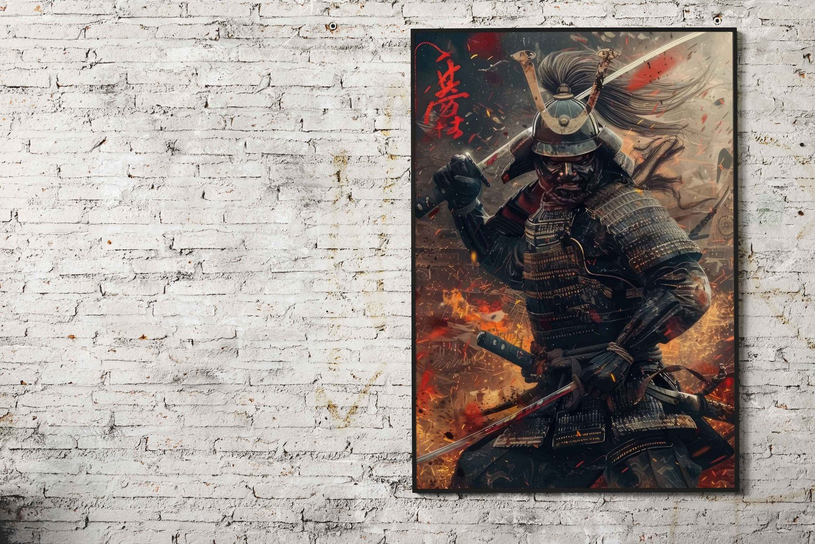 Samurai in Flames Asian Style Poster | Wall Art for Home & Office | High-Quality Print - High-Quality Visual Display