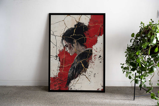 Samurai in Kintsugi Style Japan Art Asian Style Poster | Wall Art for Home & Office | High-Quality Print - High-Quality Visual Display