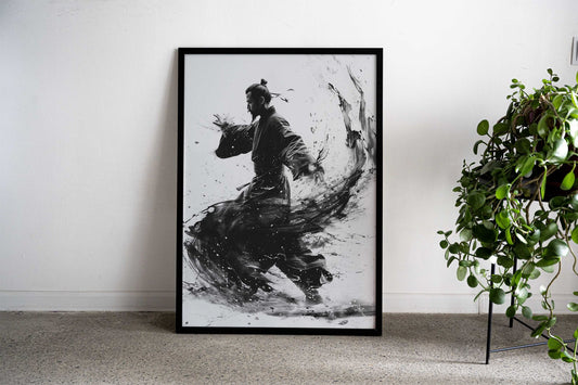 Samurai in Motion Asian Style Poster | Wall Art for Home & Office | High-Quality Print - High-Quality Visual Display
