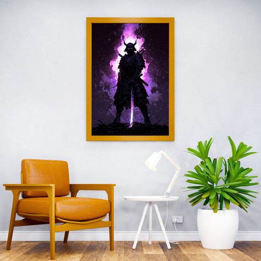 Samurai in Purple Flames Asian Style Poster | Wall Art for Home & Office | High-Quality Print - High-Quality Visual Display