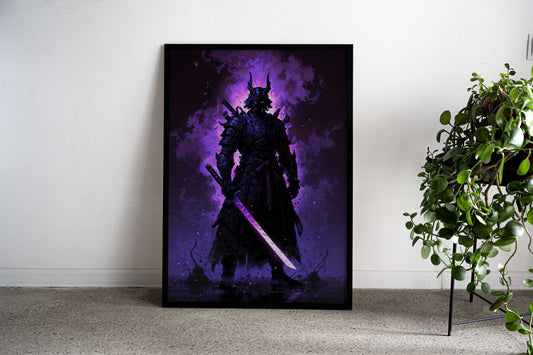 Samurai in Purple Haze Asian Style Poster | Wall Art for Home & Office | High-Quality Print - High-Quality Visual Display