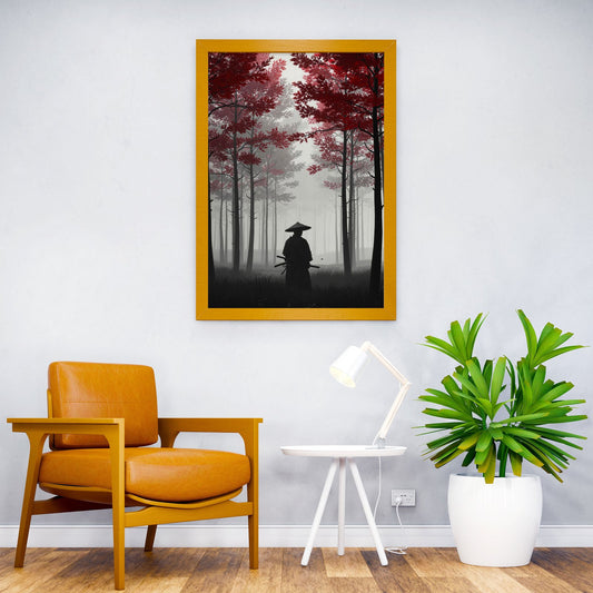 Samurai in Red Forest Asian Style Poster | Wall Art for Home & Office | High-Quality Print - High-Quality Visual Display