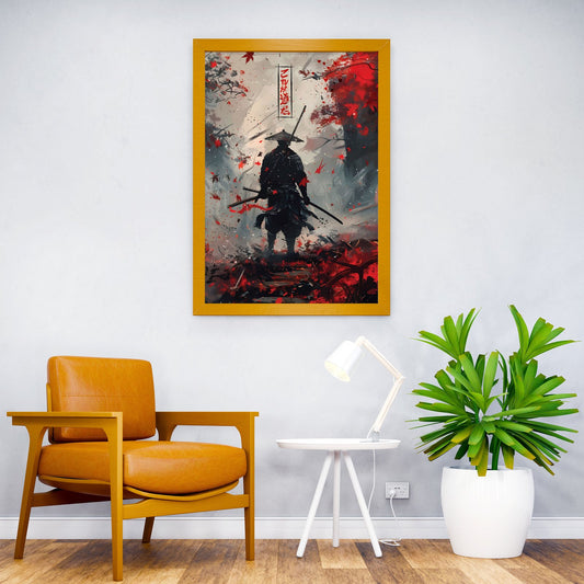 Samurai in Red Leaves Asian Style Poster | Wall Art for Home & Office | High-Quality Print - High-Quality Visual Display