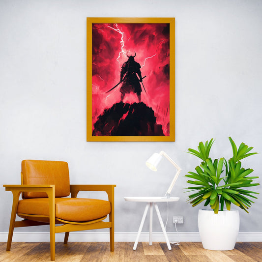 Samurai in Red Storm Asian Style Poster | Wall Art for Home & Office | High-Quality Print - High-Quality Visual Display