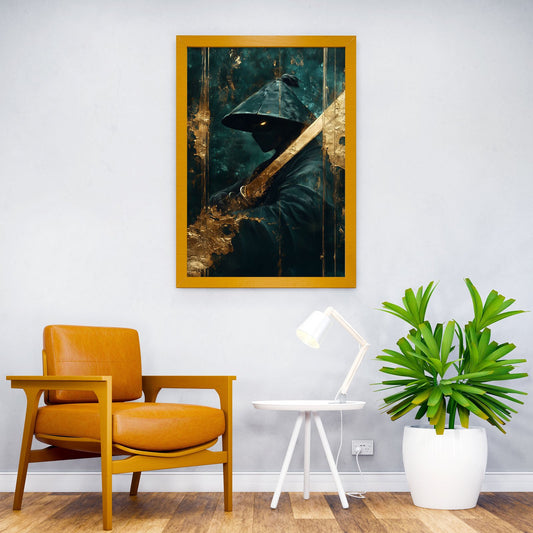 Samurai in Shadows fantasy Golden katana Asian Style Poster | Wall Art for Home & Office | High-Quality Print - High-Quality Visual Display