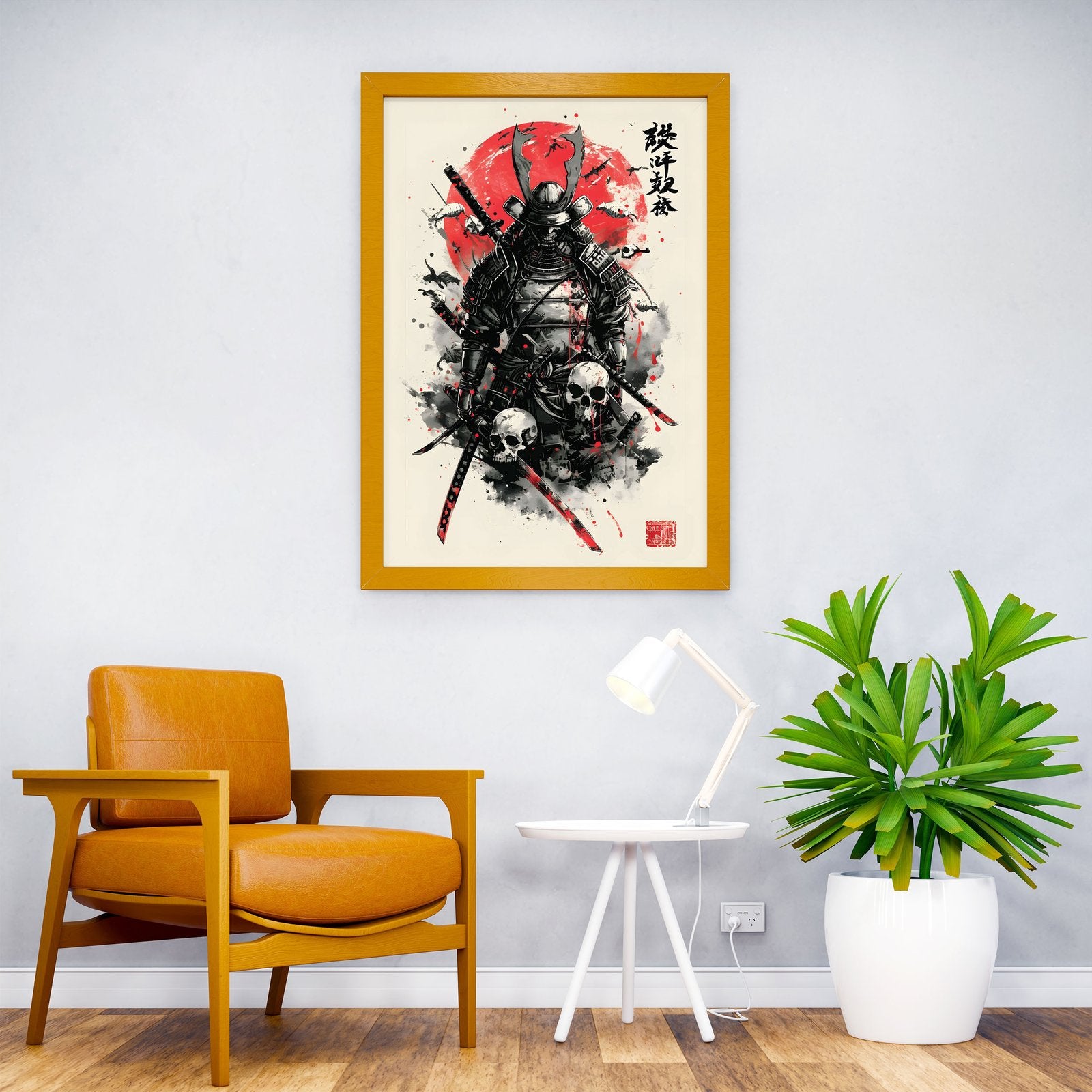 Samurai red moon Asian Style Poster | Wall Art for Home & Office | High-Quality Print - High-Quality Visual Display