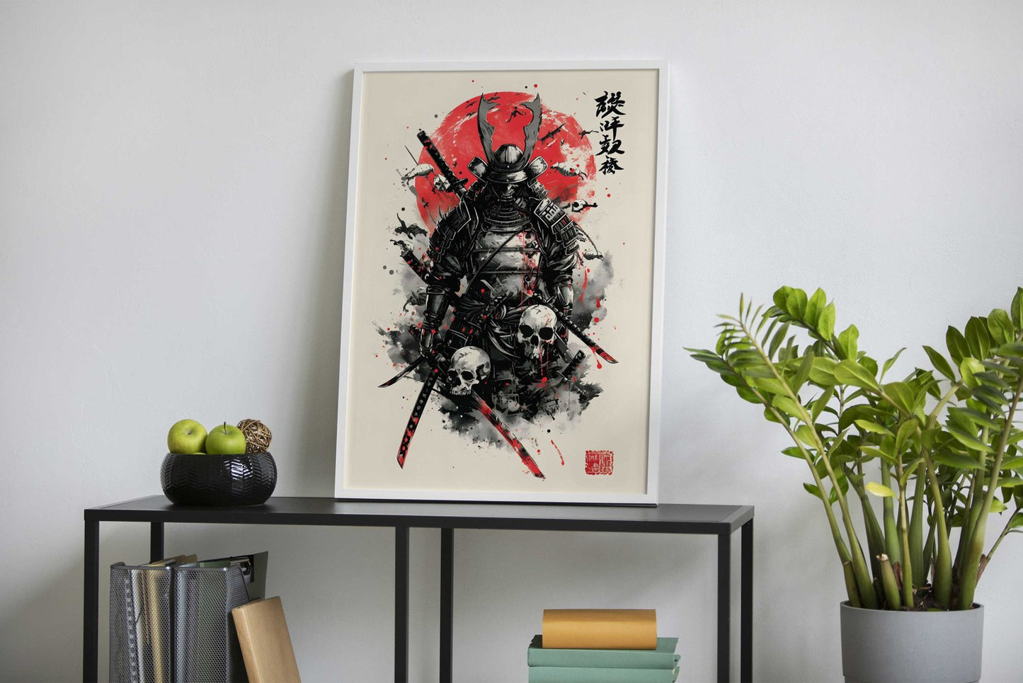 Samurai red moon Asian Style Poster | Wall Art for Home & Office | High-Quality Print - High-Quality Visual Display