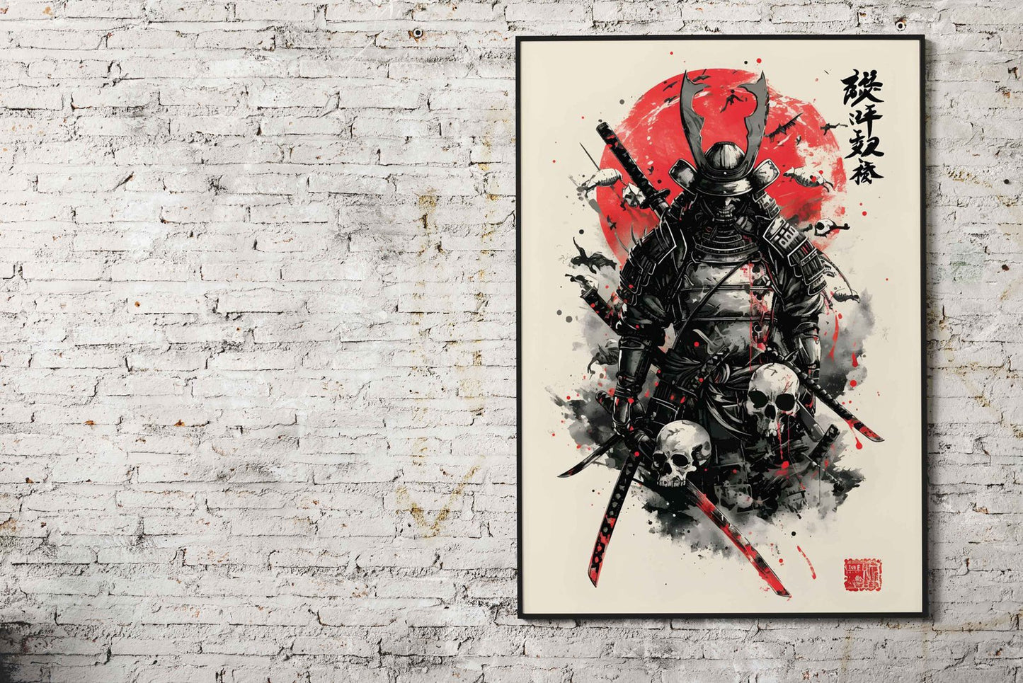 Samurai red moon Asian Style Poster | Wall Art for Home & Office | High-Quality Print - High-Quality Visual Display