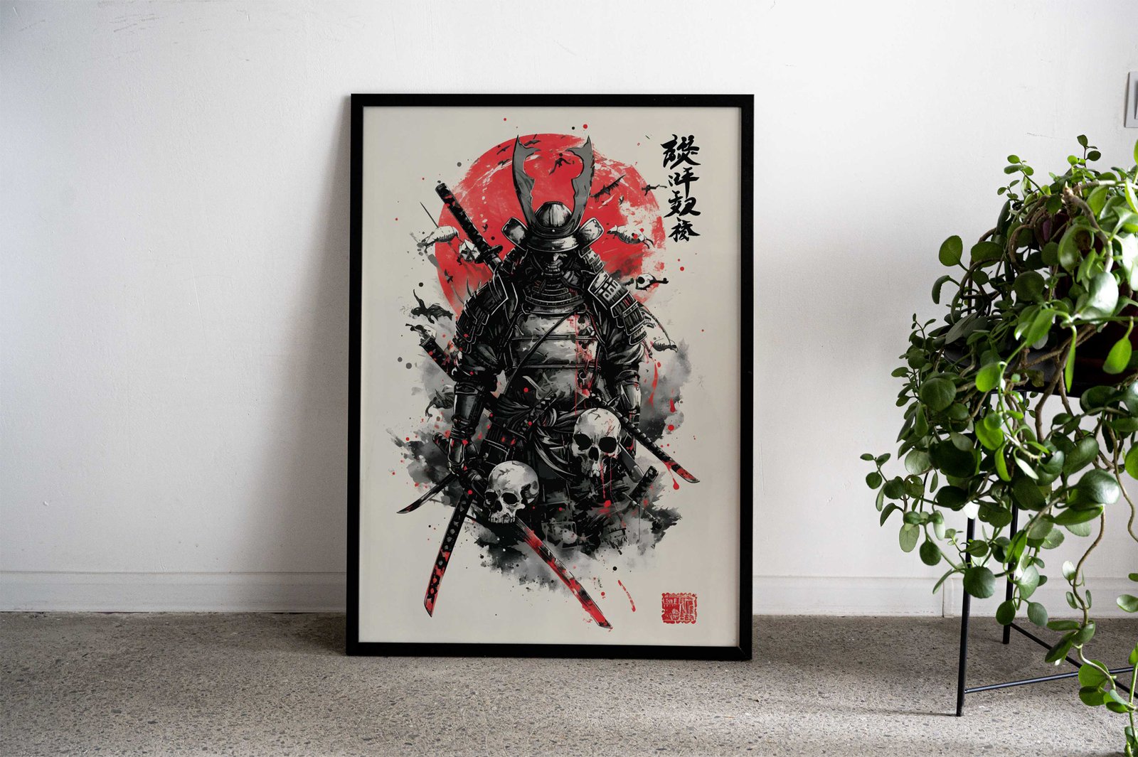 Samurai red moon Asian Style Poster | Wall Art for Home & Office | High-Quality Print - High-Quality Visual Display