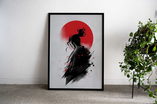 Samurai under the red sun Asian Style Poster | Wall Art for Home & Office | High-Quality Print - High-Quality Visual Display