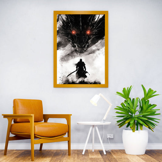 Samurai vs Dragon Asian Style Poster | Wall Art for Home & Office | High-Quality Print - High-Quality Visual Display
