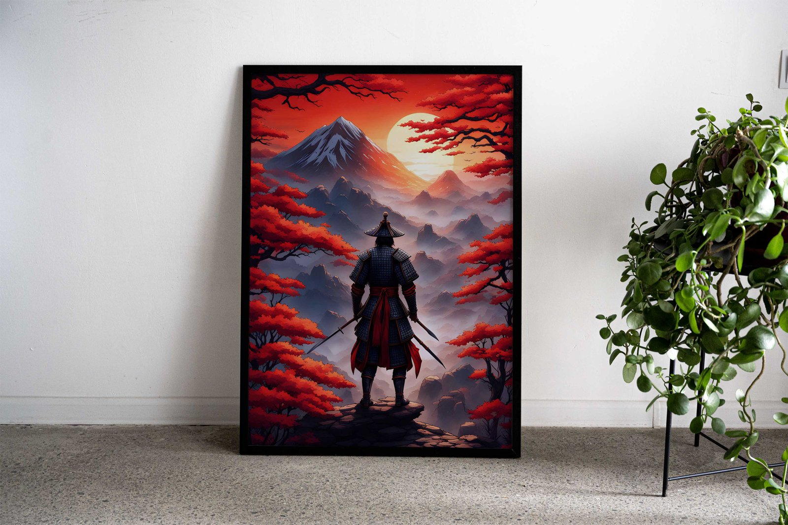 Samurai watching sunset Asian Style Poster | Wall Art for Home & Office | High-Quality Print - High-Quality Visual Display