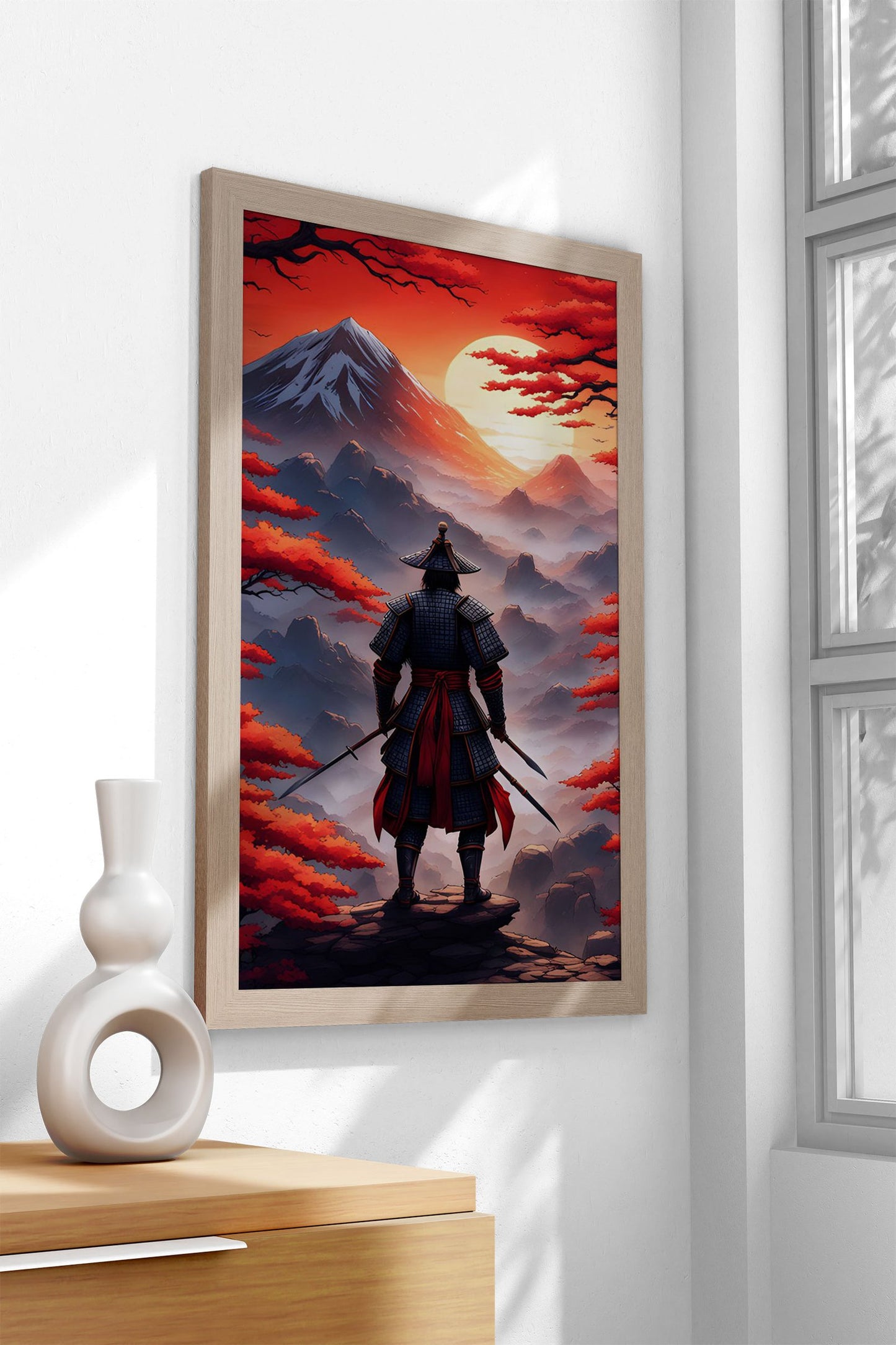 Samurai watching sunset Asian Style Poster | Wall Art for Home & Office | High-Quality Print - High-Quality Visual Display