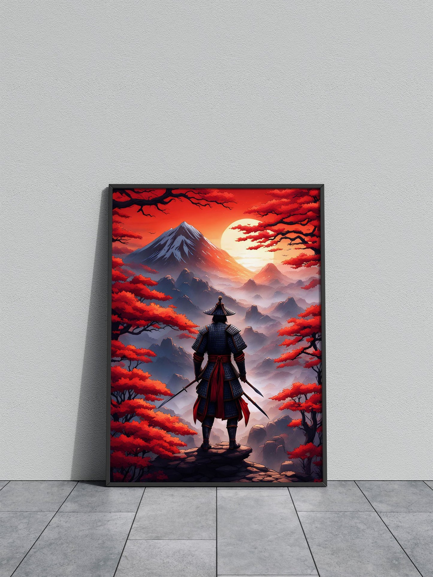 Samurai watching sunset Asian Style Poster | Wall Art for Home & Office | High-Quality Print - High-Quality Visual Display