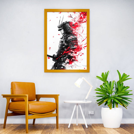 Samurai with Cherry Blossoms Asian Style Poster | Wall Art for Home & Office | High-Quality Print - High-Quality Visual Display