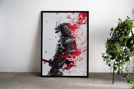 Samurai with Cherry Blossoms Asian Style Poster | Wall Art for Home & Office | High-Quality Print - High-Quality Visual Display