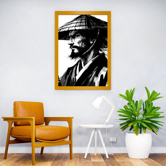 Samurai with Conical Hat Asian Style Poster | Wall Art for Home & Office | High-Quality Print - High-Quality Visual Display