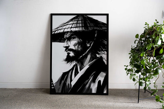 Samurai with Conical Hat Asian Style Poster | Wall Art for Home & Office | High-Quality Print - High-Quality Visual Display