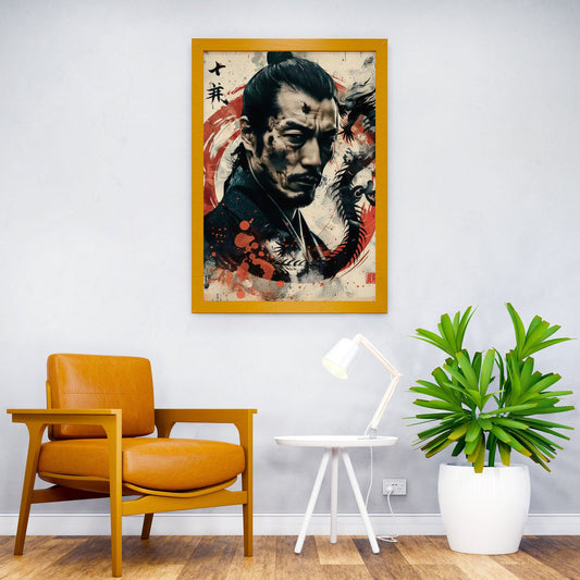 Samurai with Dragon Asian Style Poster | Wall Art for Home & Office | High-Quality Print - High-Quality Visual Display