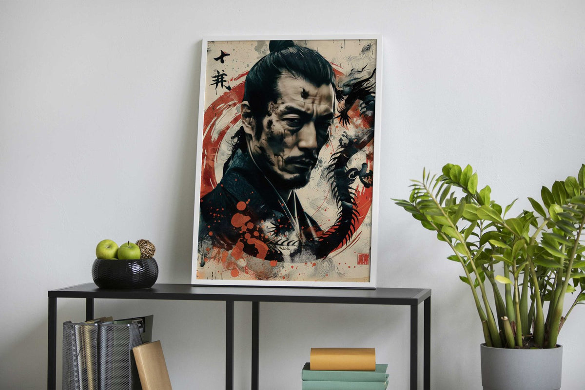 Samurai with Dragon Asian Style Poster | Wall Art for Home & Office | High-Quality Print - High-Quality Visual Display