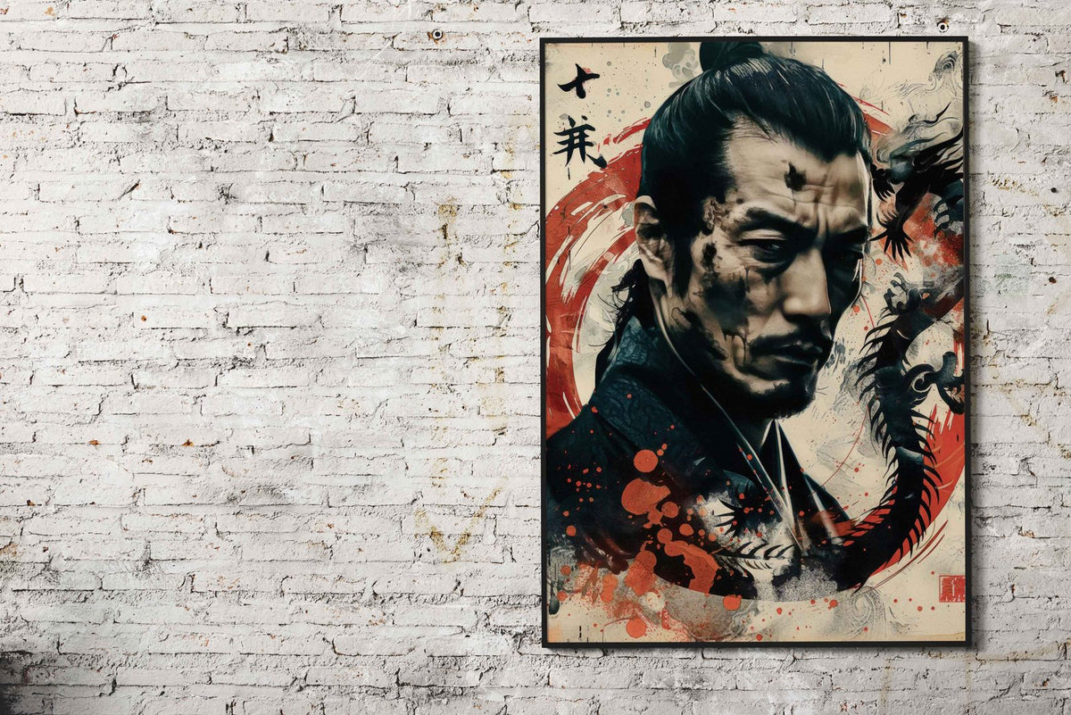 Samurai with Dragon Asian Style Poster | Wall Art for Home & Office | High-Quality Print - High-Quality Visual Display