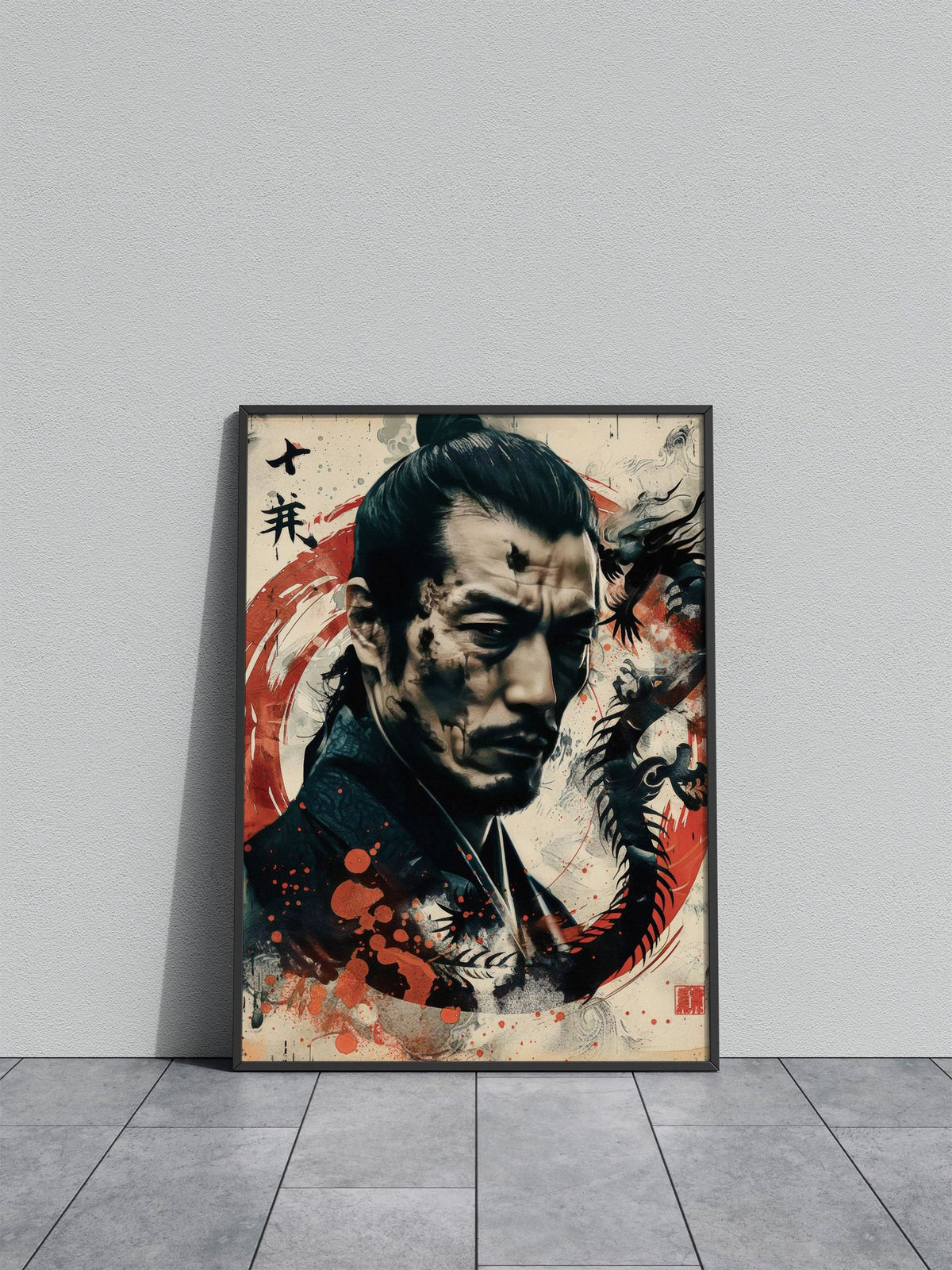 Samurai with Dragon Asian Style Poster | Wall Art for Home & Office | High-Quality Print - High-Quality Visual Display