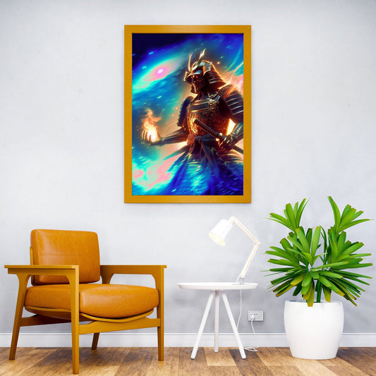 Samurai with Fireball Asian Style Poster | Wall Art for Home & Office | High-Quality Print - High-Quality Visual Display