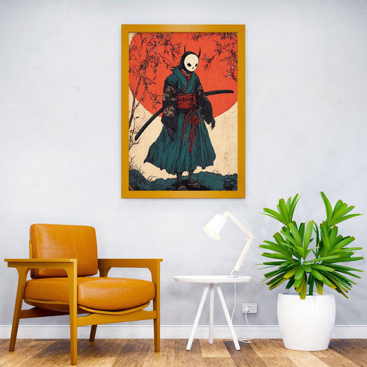 Samurai with Skull Mask Asian Style Poster | Wall Art for Home & Office | High-Quality Print - High-Quality Visual Display