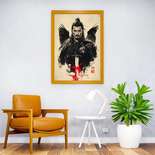 Samurai with Wings Asian Style Poster | Wall Art for Home & Office | High-Quality Print - High-Quality Visual Display