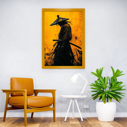 Samurai yellow silhouette Asian Style Poster | Wall Art for Home & Office | High-Quality Print - High-Quality Visual Display